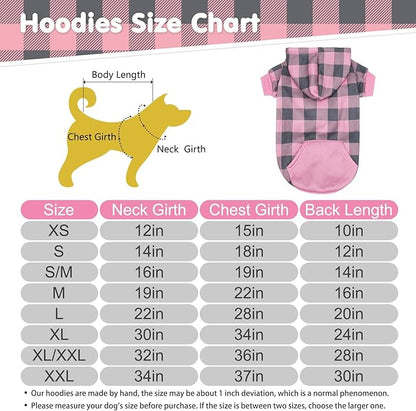 KOOLTAIL Plaid Dog Hoodie Pet Clothes Sweater with Hat and Pocket for Small Medium Large Size Dogs