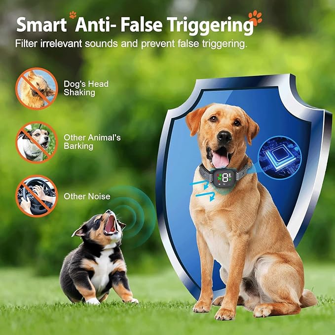 Dog Bark Collar with 3 Modes Sound/Vibration/Shock IP67 Waterproof 8 Adjustable