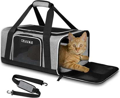 Petskd Pet Carrier 17x12x8.5 JetBlue Allegiant Airline Approved,Pet Travel Carrier Bag for Small Cats and Dogs, Soft Dog Carrier for 1-13 LBS Pets,Dog Cat Carrier with Safety Lock Zipper(Grey)