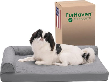 Furhaven Orthopedic Dog Bed for Medium/Small Dogs w/ Removable Bolsters & Washable Cover 35 lbs