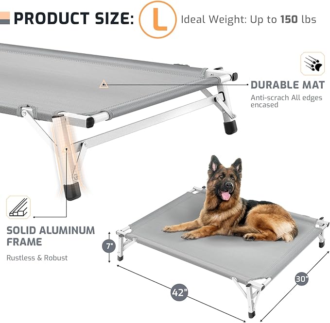 Dog Beds Large Sized Dog: Raised Elevated Cooling Cots Chew Proof Dog Bed