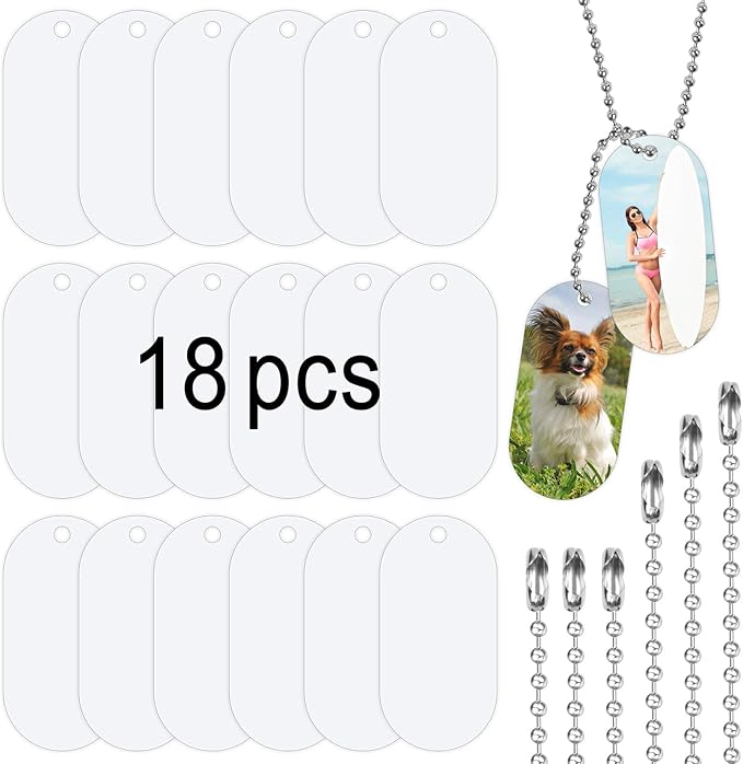 18 pcs Sublimation Dog Tags Blanks