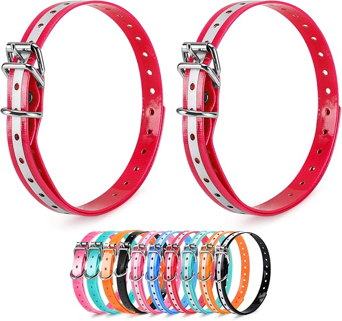 Replacement Collar Strap 3/4',Reflective,Adjustable,Metal Buckled,Waterproof Pack2)