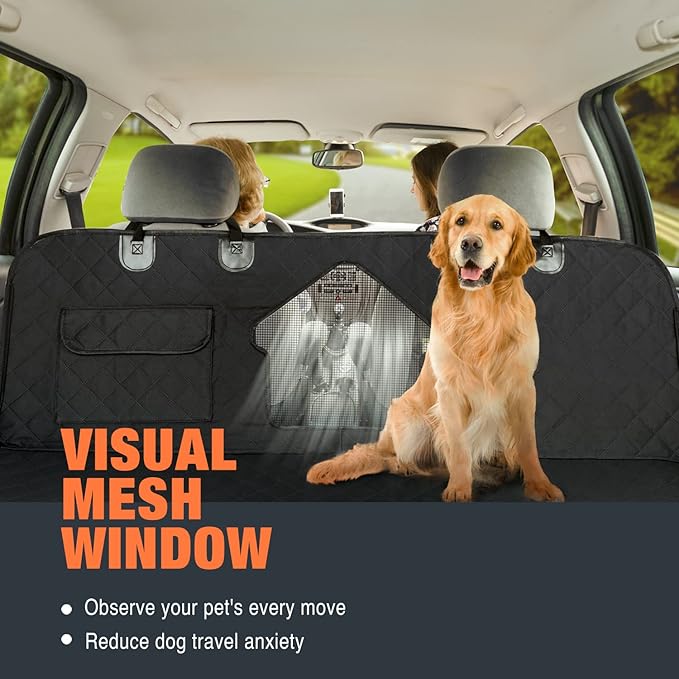 IVY&LANE Dog Car Seat Cover for Dogs 100% Waterproof 600D Scratchproof Sedans(Black,54"×58")