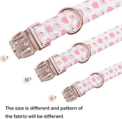 Cotton Dog Collar Metal Buckle Daisy Summer S(10-14in))