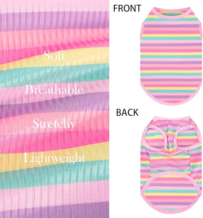 XPUDAC 4 Pack Striped Dog Shirts Soft Lightweight (2X-Large)