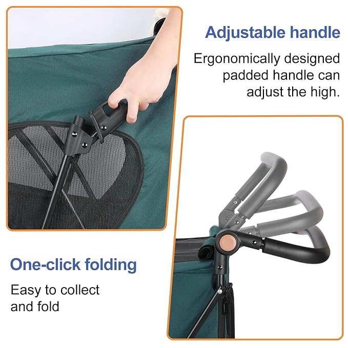 Dog Pet Stroller 4 Wheels, 100 Pounds,