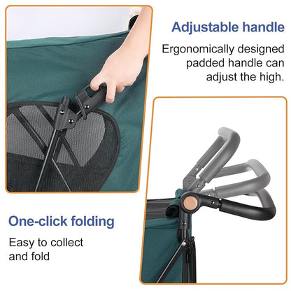 Dog Pet Stroller 4 Wheels, 100 Pounds,