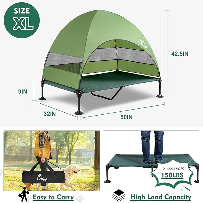 Upgraded Elevated Dog Bed with Canopy