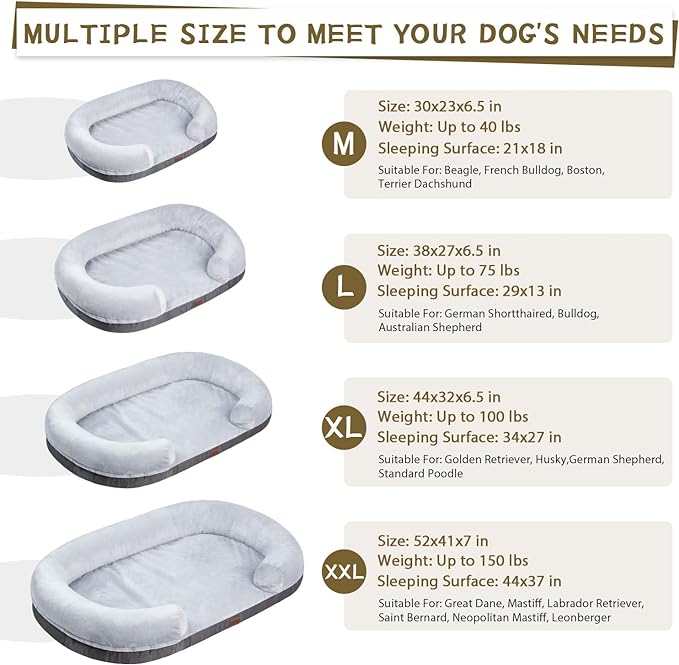 pettycare Orthopedic Dog Bed for Medium Dogs with Memory Foam 30” Grey