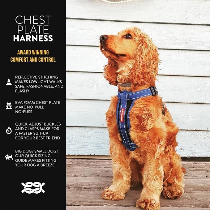 EzyDog Premium Chest Plate Custom Fit Reflective No-Pull Padded Comfort Dog Harness