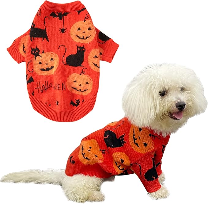 Halloween Sweater Costume for Dogs Cat Pumpkin Knitwear