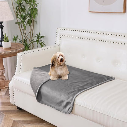 100% Waterproof Dog Blanket,30x30 inches Soft Leak Proof Pet Couch Throw for Sofa, Bed Furniture Protector Covers from Dogs Puppys Cats Washable-Light Grey+Dark Grey