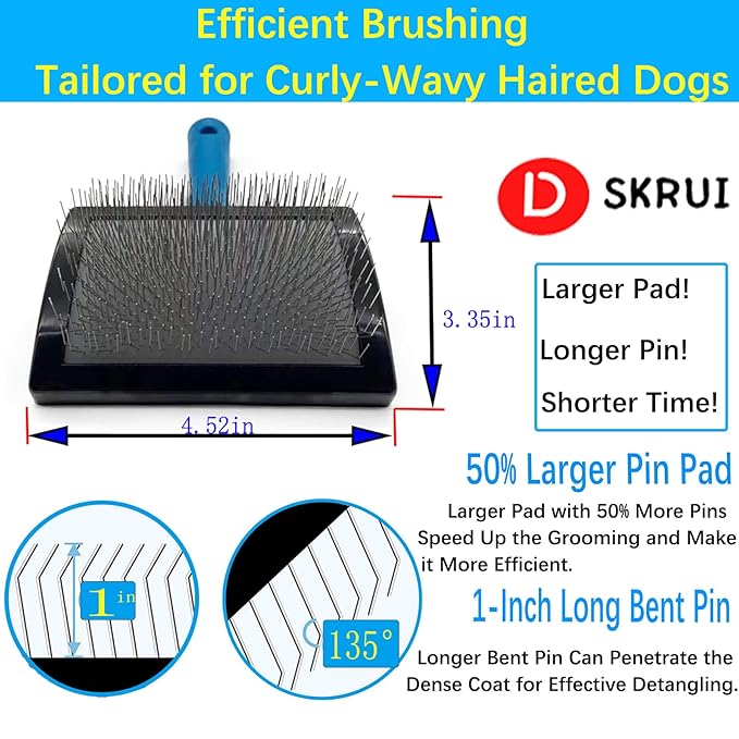 Dog Slicker Brush - Large Grooming Brushes for Dogs - Professional Groomer Supplies for Long Hair Pet - Slicker Brush For Goldendoodles-Easy To Use - Comfortable - Removes Long and Loose Hair