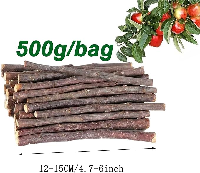 Natural Apple Sticks 18oz(500g) Small Animals Molar Wood Treats Toys Chinchilla Guinea Pig Hamster Rabbit Gerbil Parrot Bunny and Small Animals Chew Stick Toys Treats