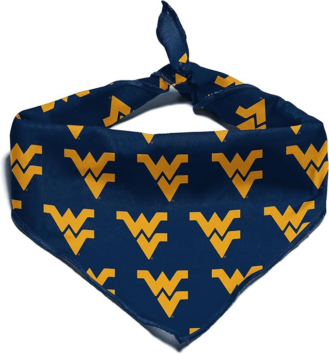 NCAA Officially Licensed Bandana for Dogs and Cats | Fits Pets Great Gift Idea | Easy-to-Tie (Large, West Virginia Mountaineers)