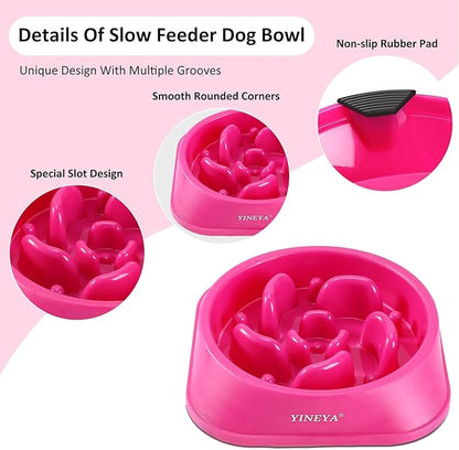 Slow Feeder Dog Bowls Large Breed, Dog Slow Feeder Bowl, Dog Food Bowls Slow Feeder, Dog Bowl Slow Feeder, Dog Bowl That Slow Down Eating(Rose Red)