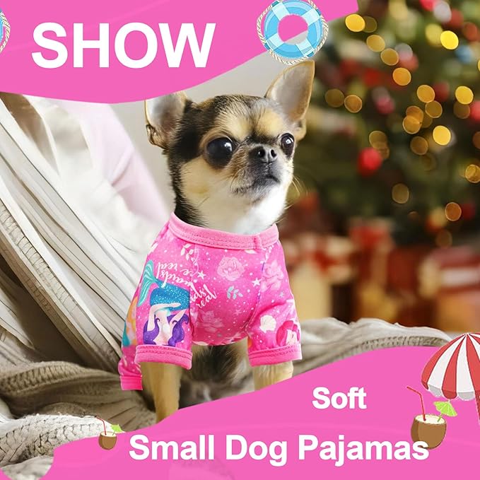 Dog Pajamas for Small Medium Dogs Summer Cute Dog Clothes Boy Girl Dog Pjs Soft Stretchy Doggie Puppy Clothes Cat Pet Jammies Outfit (Pink