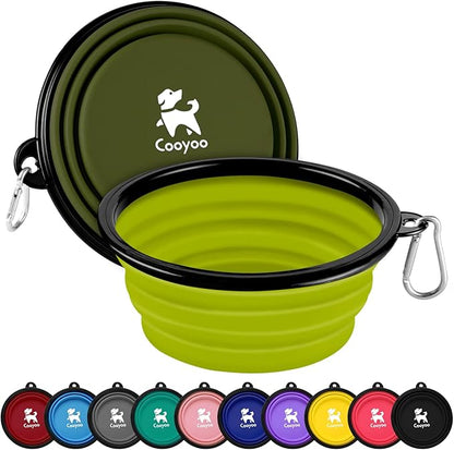 COOYOO Collapsible Dog Bowl,2 Pack Collapsible Dog Water Bowls for Cats Dogs,Portable Pet Feeding Watering Dish for Walking Parking Traveling with 2 Carabiners