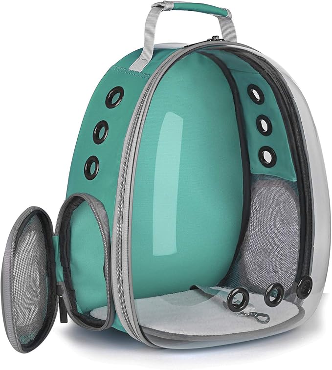 LOLLIMEOW Pet Carrier Backpack, Bubble Backpack Carrier, Cats and Puppies,Airline-Approved, Designed for Travel, Hiking, Walking & Outdoor Use (Classic-Green)