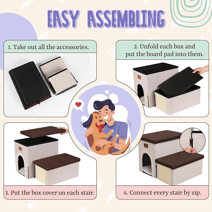 downluxe Dog Stairs for Small Dogs (2-Step Pet