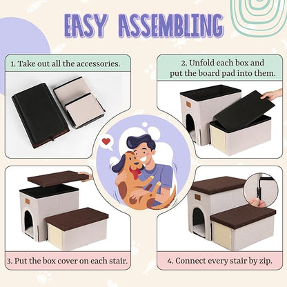 downluxe Dog Stairs for Small Dogs (2-Step Pet