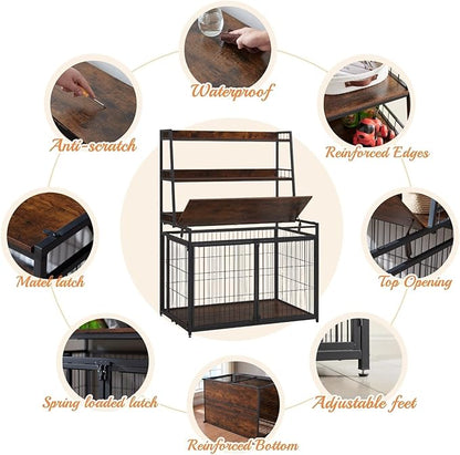 Furniture Style Dog Crate for Small/Medium/Large/X-Large Dog 3 Doors, 3-Layer Storage