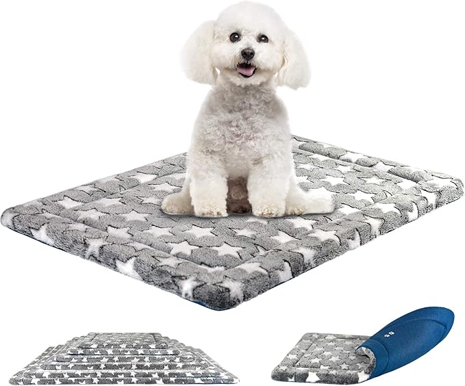 KROSER Fancy Dog Crate Pad Dog Bed Mat Reversible (Cool & Warm)