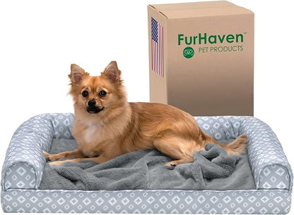 Furhaven Cozy Orthopedic Dog Bed for Medium/Small Dogs w/ Removable Bolsters & Washable Cover 35 lbs