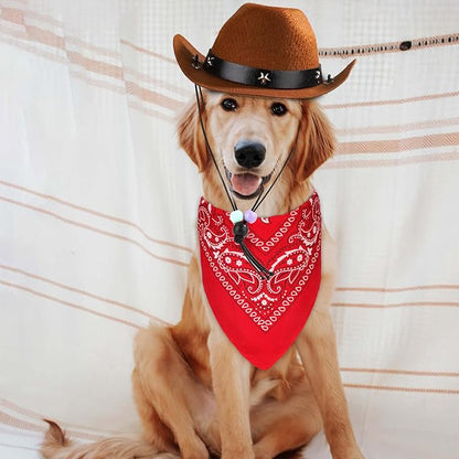 Dog Halloween Costumes, Dog Cowboy Costume Pet Dog Cowboy Hat Dog Bandana Scarf Pet Halloween Costumes Funny Dog Halloween Costumes(Size L)