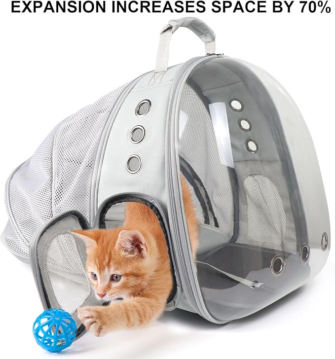 Cat Backpack Carrier,Expandable Pet Bubble Backpack Airline Approved, Pet Travel Carrying Bag for Small Medium Cats and Puppy with Hiking Walking Outdoor Use