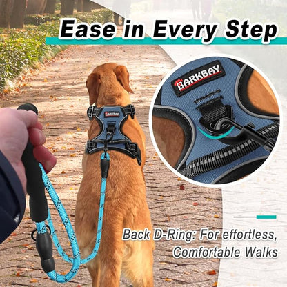 BARKBAY Dog Harness No Pull for Small Dogs - Adjustable, Reflective, Comfortable, No Choke, Heavy-Duty - Perfect for Outdoor Training, Walking, and Hiking - Strong & Durable - S & Navy