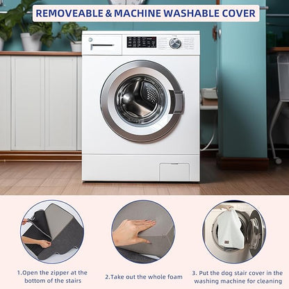 Pettycare Dog Stairs Ramp for High Beds and Couch 3 Steps,Beige