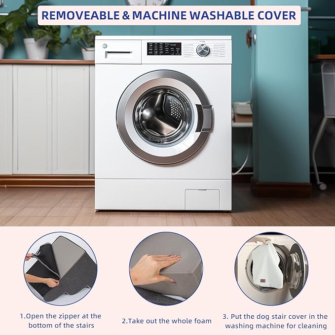 Pettycare Dog Stairs Ramp for High Beds and Couch 2 Steps,Beige