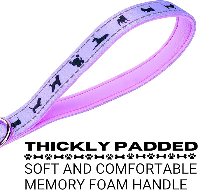 EcoBark Dog Leash - Soft & Reflective Comfort Training Leashes with Padded Handle - Strong Durable Heavy Duty - Training and Pulling for Small, Medium or Large Dogs (Lavender)