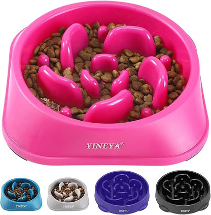 Slow Feeder Dog Bowls Large Breed, Dog Slow Feeder Bowl, Dog Food Bowls Slow Feeder, Dog Bowl Slow Feeder, Dog Bowl That Slow Down Eating(Rose Red)