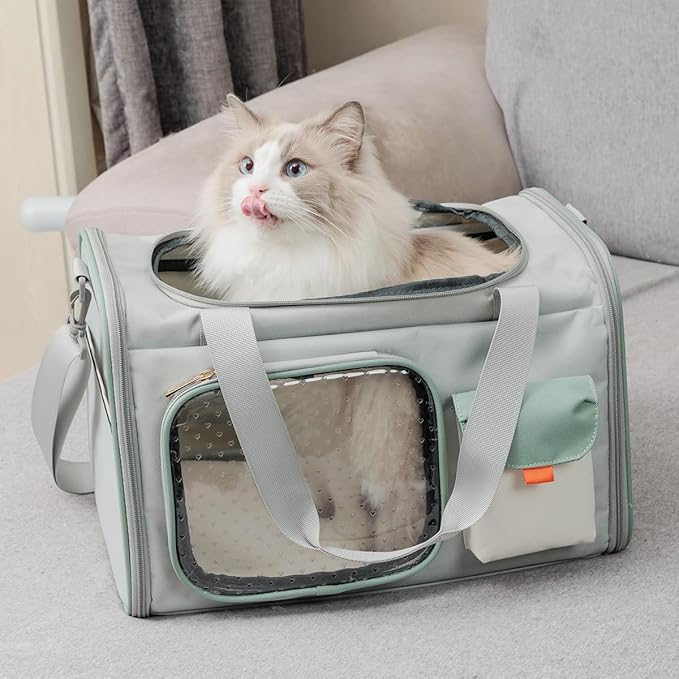 Puppy Carrier for Cat Expandable Bunny Small Animal Traveling Outdoor Carry Bag (Green)