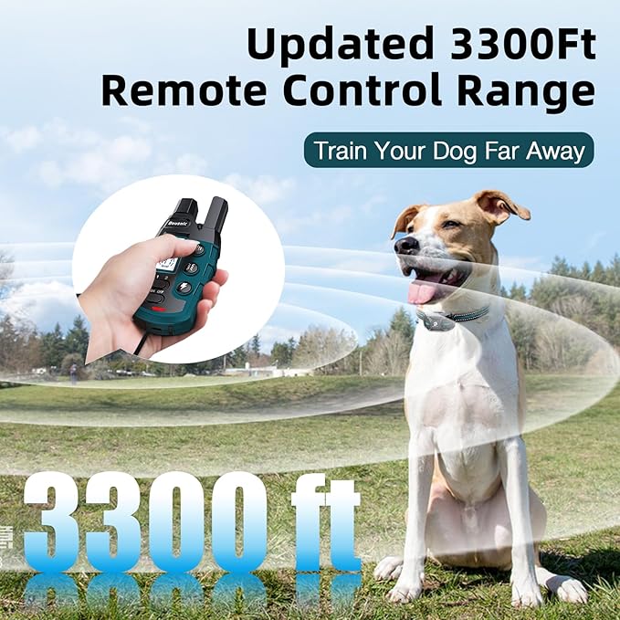 Bousnic Dog Shock Collar 3300Ft Training 5-120lbs Small (1-8), Shake(1-16), Shock(1-99) Modes