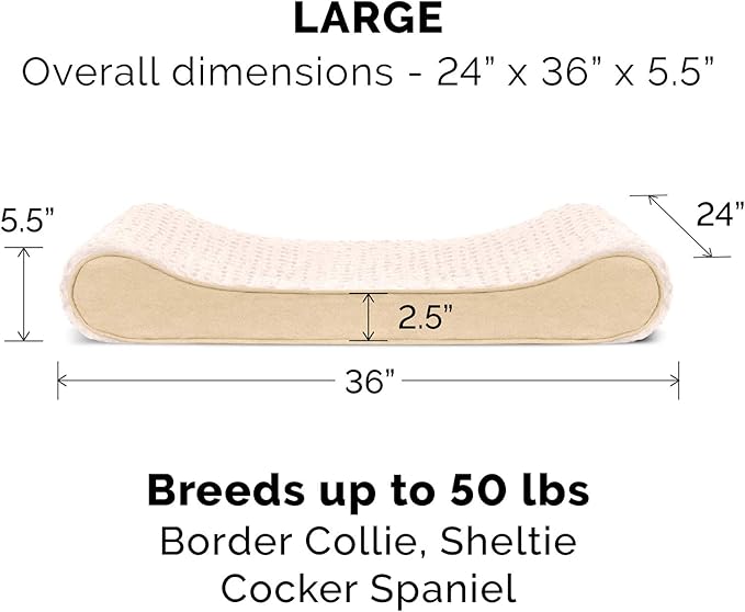 Furhaven Replacement Dog Bed Cover Ultra Plush Faux Fur & Suede Contour Luxe Lounger