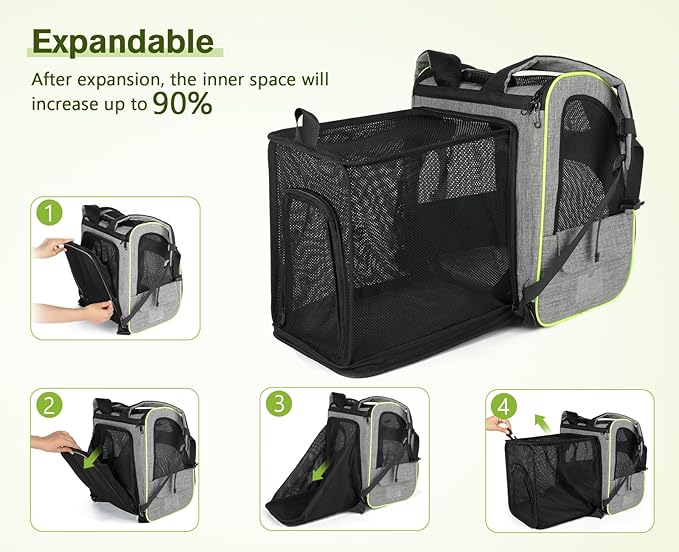 Pecute Cat Backpack Carrier, Expandable Cat Carrier Backpack with Breathable Mesh, Pet Carrier Backpack for Cats Small Dogs Puppies, Dog Backpack Carrier Great for Travel Hiking Camping Outdoor