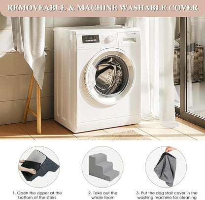 Grey Dog Stairs for Small Dogs 14" H, 3-Tiers