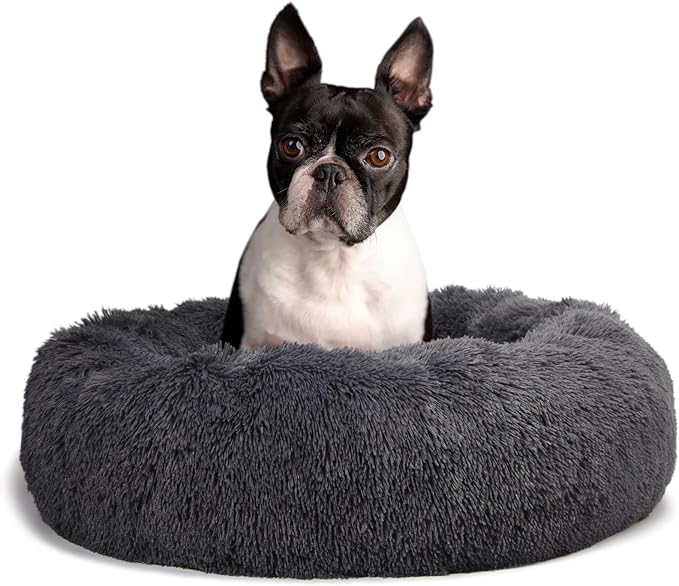 Calming Bed for Dogs 30 Inches Dark Gray