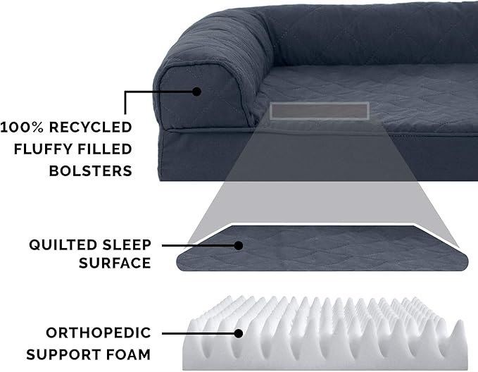 Furhaven Orthopedic Dog Bed for Large Dogs w/ Removable Bolsters & Washable Cover 95 lbs