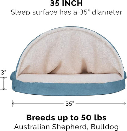 Furhaven 35" Round Cooling Gel Dog Bed for Large/Medium Dogs w/ Removable Washable Cover 50 lbs 35-inch