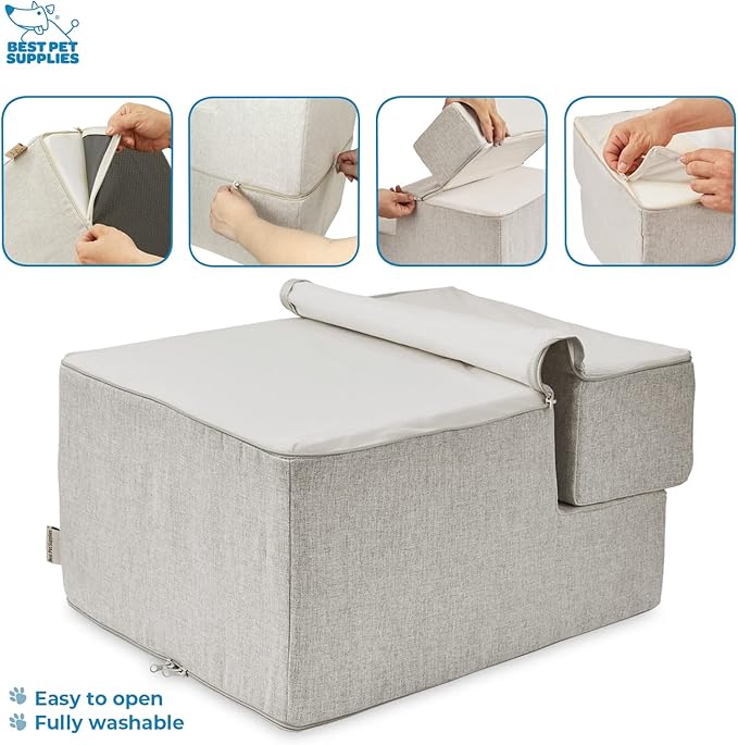 Best Pet Supplies Portable Foldable Foam Pet Stairs/Steps for Couch 3-Step (H: 16.5")