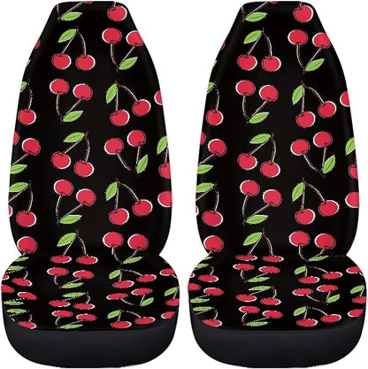 Red Cherry Print Car Seat Covers Full Set of 2