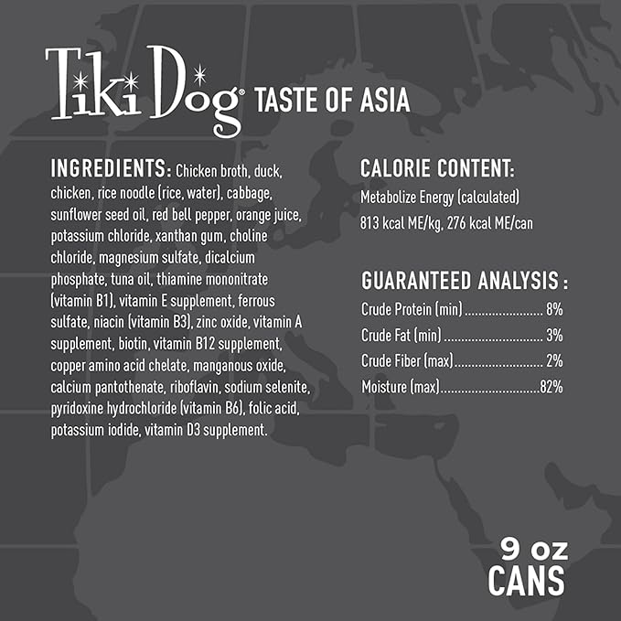 Tiki Dog Taste of The World Wet Dog Food, Asia, Peking Duck with Duck in Broth, 9 oz. Cans (8 Count)