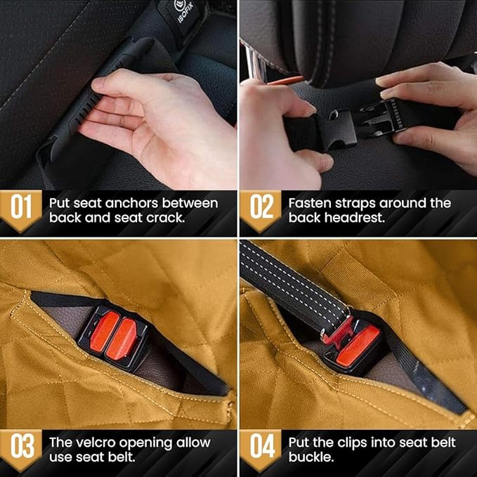 Dog Back Seat Extender Firm Bottom Yellow Golden Hummer EV Hammock Bed Strong Non-Inflatable 100% Waterproof Dog Seat Extender Travel Anti-Scratch 330lb, for