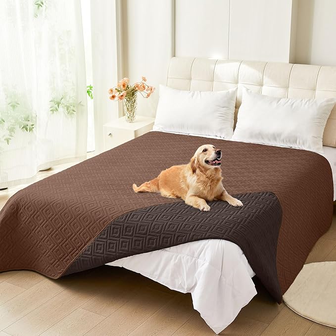 hyha Waterproof Dog Blanket, Soft Dog Bed Cover Pet Blankets, Waterproof Sofa Couch Cover for Dogs Washable, Reversible Pet Couch Covers for Sofa Furniture (68x82 Inch, Brown/Chocolate)