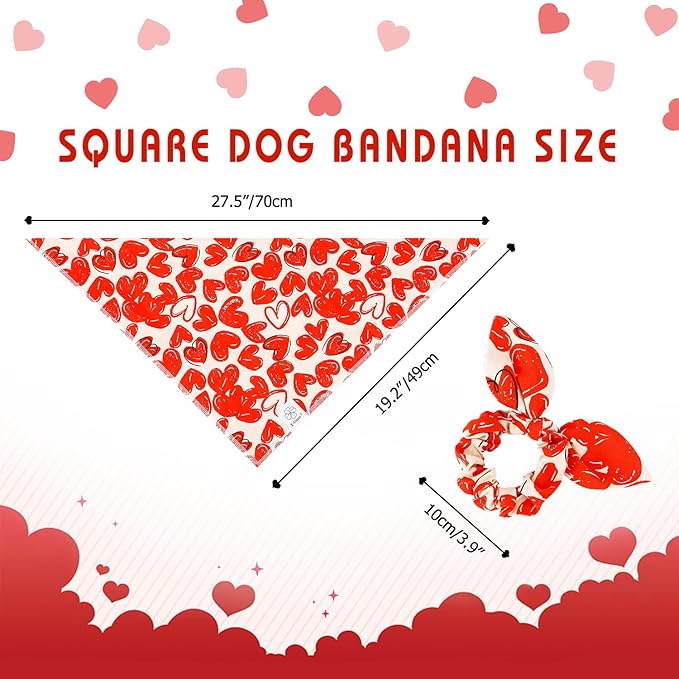 E-Clover Mothers Day Dog Bandana & Matching Scrunchie-Heart